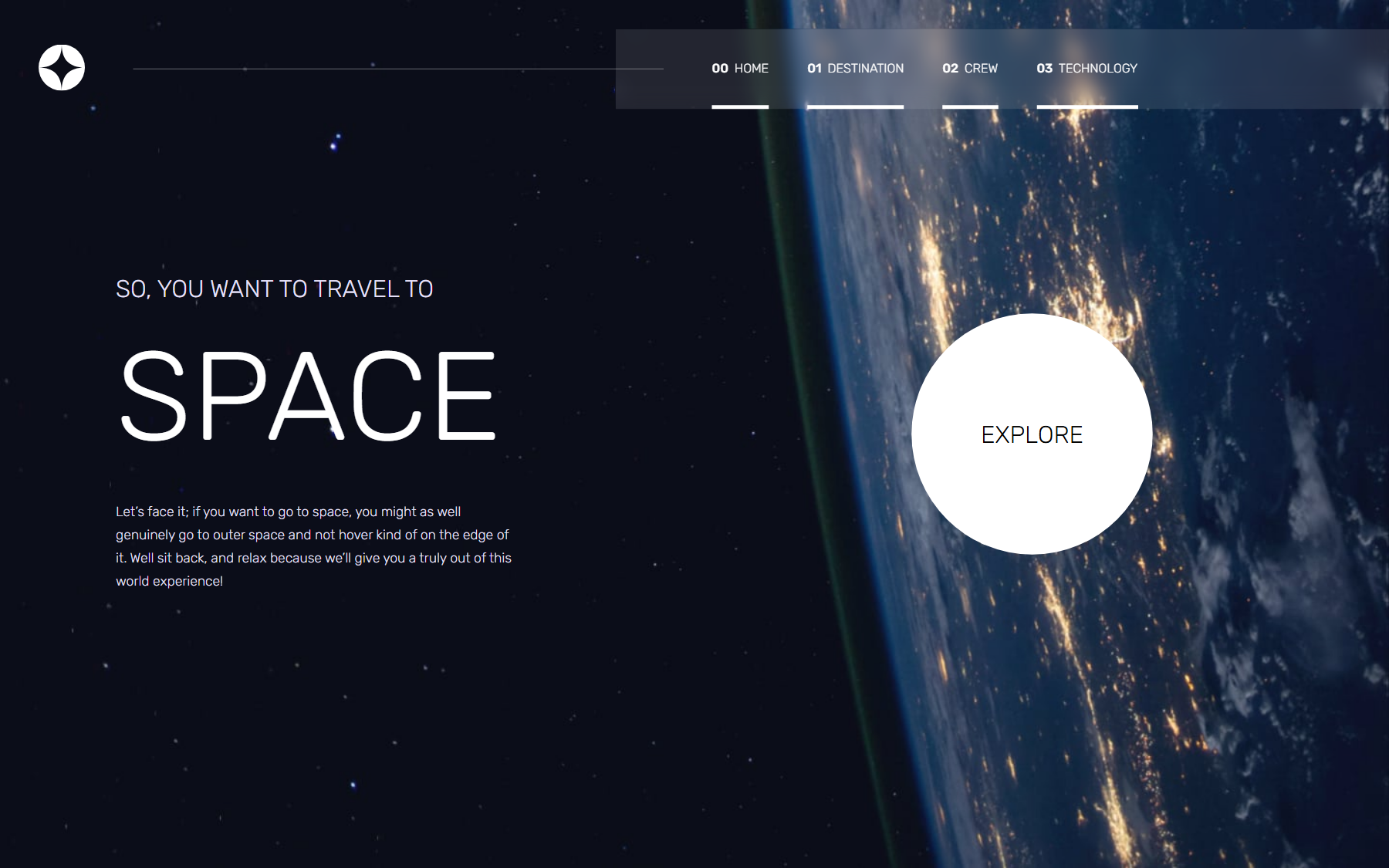 Space Tourism Website screenshot